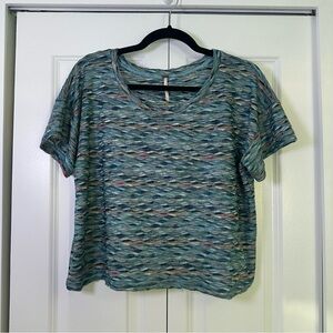 Free People Blue Green Boxy Short Sleeve Tee